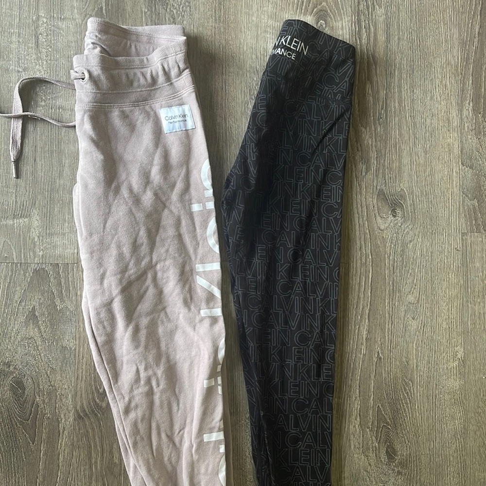 Calvin Klein pastel pink, Calvin Klein black and grey leggings